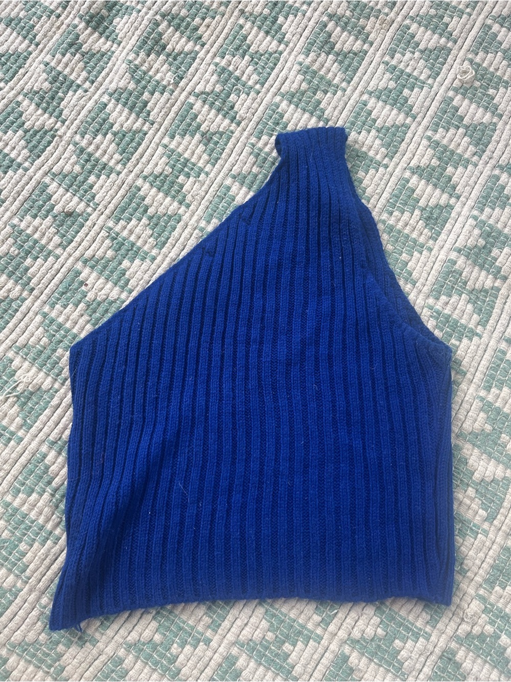PrettyLittleThing Ribbed One-Shoulder Top - Royal Blue